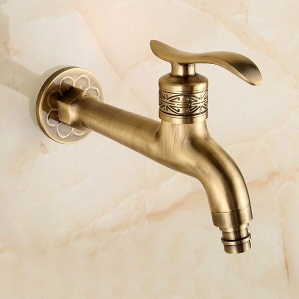 Robinet De Laiton Antique à Manche Longue pour Salle De Bain, Piscine, Machine à Laver - Robinet Froid avec Vadrouille - Décoration et Tuyau De Jardin – Image 4