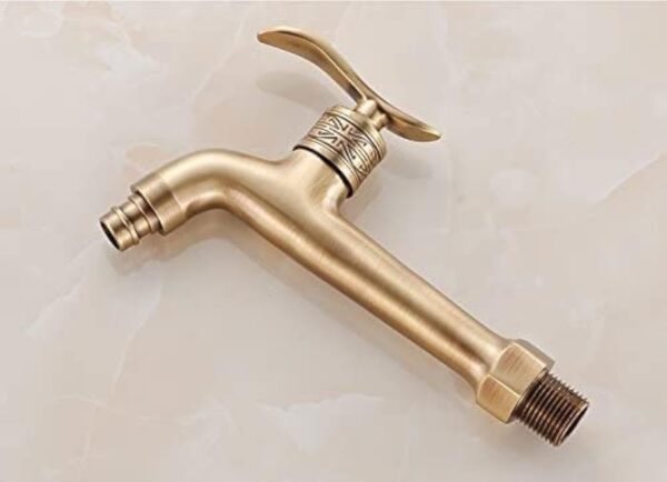 Robinet De Laiton Antique à Manche Longue pour Salle De Bain, Piscine, Machine à Laver - Robinet Froid avec Vadrouille - Décoration et Tuyau De Jardin – Image 5