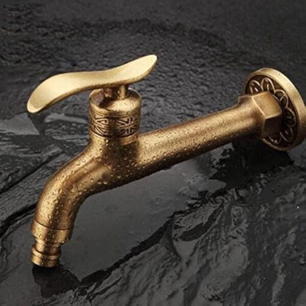 Robinet De Laiton Antique à Manche Longue pour Salle De Bain, Piscine, Machine à Laver - Robinet Froid avec Vadrouille - Décoration et Tuyau De Jardin – Image 6