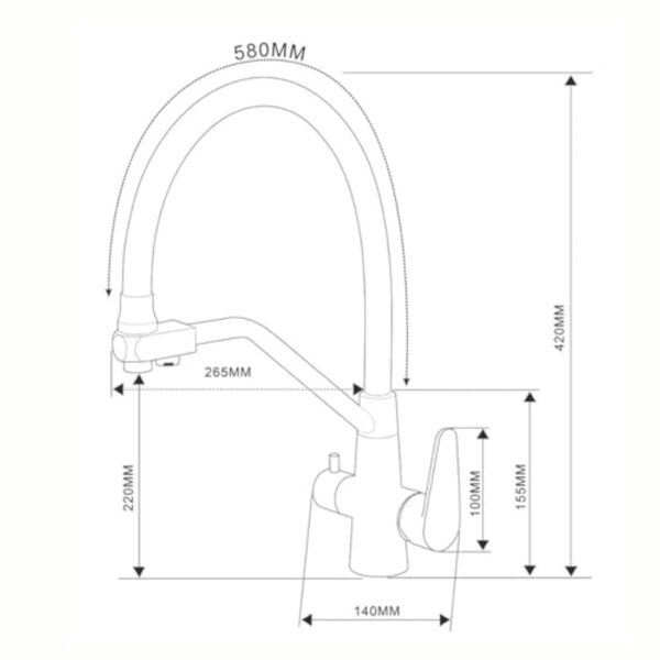 Robinet Flexible Cuisine Osmose Inverse Monotrou Mitigeur Evier Extractible 2 Modes,Brossé – Image 4