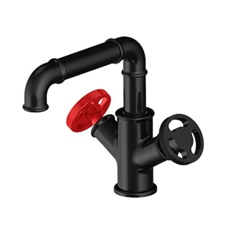 Robinet Salle Bain, Vintage Style Industriel Steampunk Design Hôtel Robinet Mitigeur Lavabo, Valve en Céramique, Froid & Chaud Disponible, Double Poignée, Anti-Corrosion et Anti-Rouille
