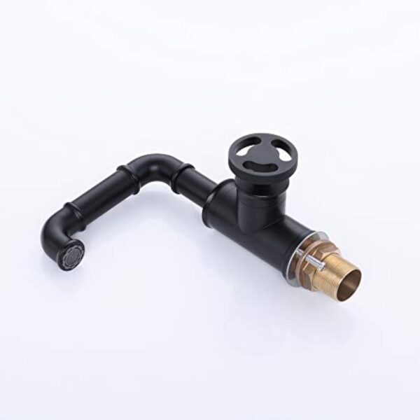 Robinet Salle Bain Vintage industriel Steampunk Style Mitigeur Lavabo Robinet, Noir laiton Robinet, Valve en Céramique, Froid & Chaud Disponible, Pour Ingénierie Décoration Hôtels, VOMI – Image 5