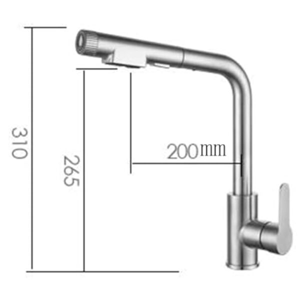 Robinet de Cuisine 3 Voies avec Douchette Extractible Acier Inoxydable Brossé 3 en 1 Robinet Pivotant Mitigeur Cuisine 3 Voies-Brossé – Image 4