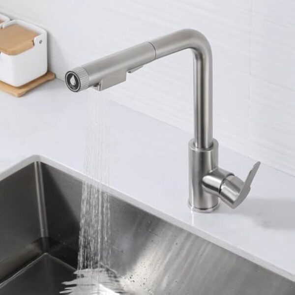 Robinet de Cuisine 3 Voies avec Douchette Extractible Acier Inoxydable Brossé 3 en 1 Robinet Pivotant Mitigeur Cuisine 3 Voies-Brossé – Image 6