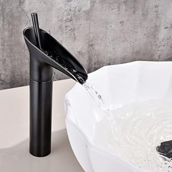 Robinet de Lavabo,Robinet cascade pour salle de bain,Mitigeur de salle de bain,Noir Vintage Mitigeur monocommande,Chaude et Froide Réglable de Mitigeur Lavabo, Laiton Chromé,G3/8 – Image 2