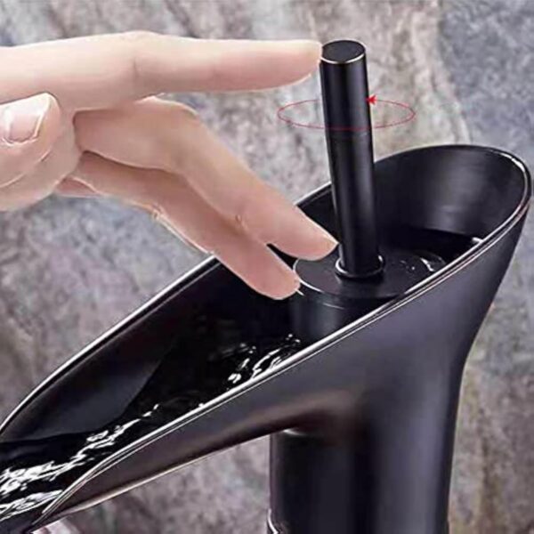 Robinet de Lavabo,Robinet cascade pour salle de bain,Mitigeur de salle de bain,Noir Vintage Mitigeur monocommande,Chaude et Froide Réglable de Mitigeur Lavabo, Laiton Chromé,G3/8 – Image 4