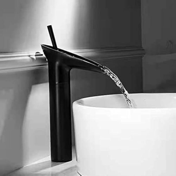 Robinet de Lavabo,Robinet cascade pour salle de bain,Mitigeur de salle de bain,Noir Vintage Mitigeur monocommande,Chaude et Froide Réglable de Mitigeur Lavabo, Laiton Chromé,G3/8 – Image 7