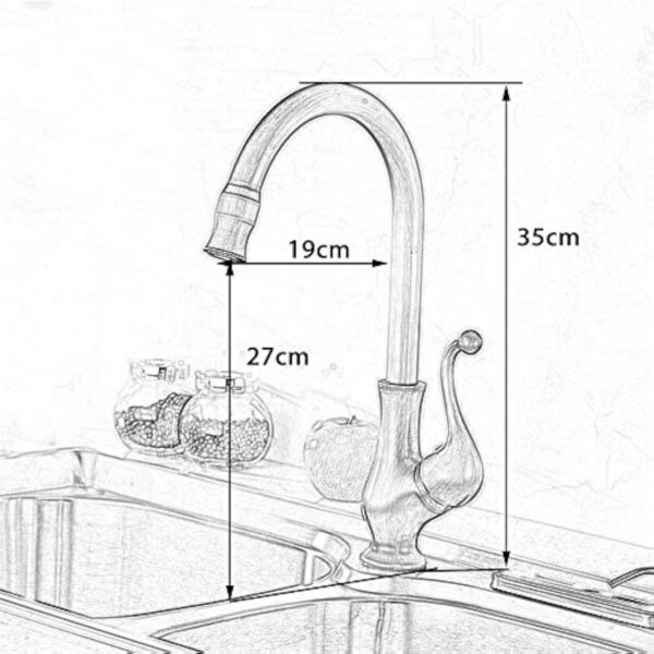 Robinet de cuisine de style vintage de Huapa, robinet en cuivre antique, robinet européen chaud et froid, robinet d'évier de cuisine en cuivre pur – Image 3