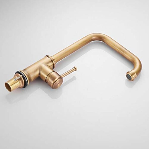 Robinet d'évier de cuisine avec bec pivotant Robinets d'évier à levier en laiton antique Robinet de mélangeur d'évier de cuisine moderne contemporain Gudetap GT10222A – Image 8