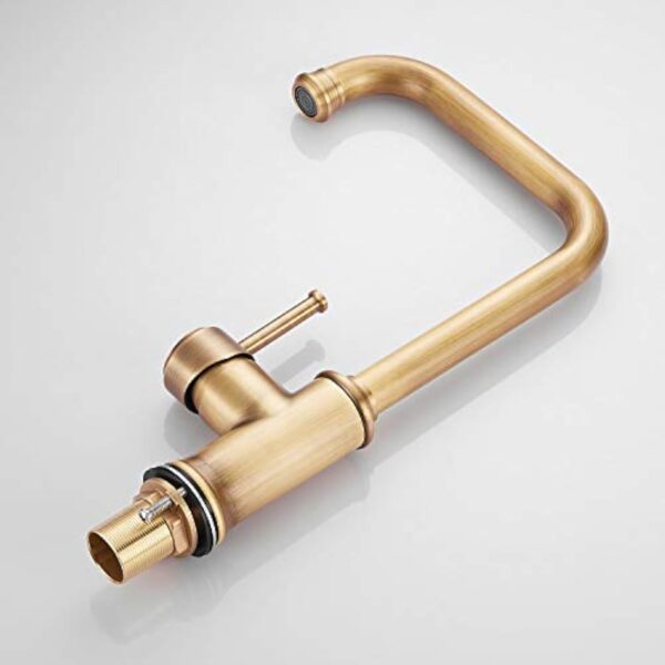 Robinet d'évier de cuisine avec bec pivotant Robinets d'évier à levier en laiton antique Robinet de mélangeur d'évier de cuisine moderne contemporain Gudetap GT10222A – Image 9
