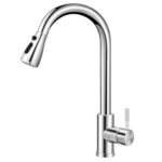 Robinet mélangeur de cuisine,bec pivotant à levier unique à haute arche avec douchette extractible,robinet en acier inoxydable pour évier avec flexibles,raccords standard EU G 3/8"