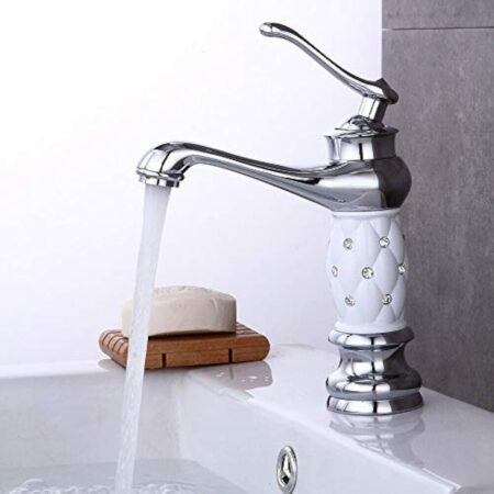 Robinet mitigeur de lavabo en laiton à levier unique en céramique vintage et cristal pour salle de bain cuisine maison décoration