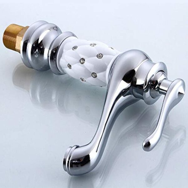 Robinet mitigeur de lavabo en laiton à levier unique en céramique vintage et cristal pour salle de bain cuisine maison décoration – Image 6