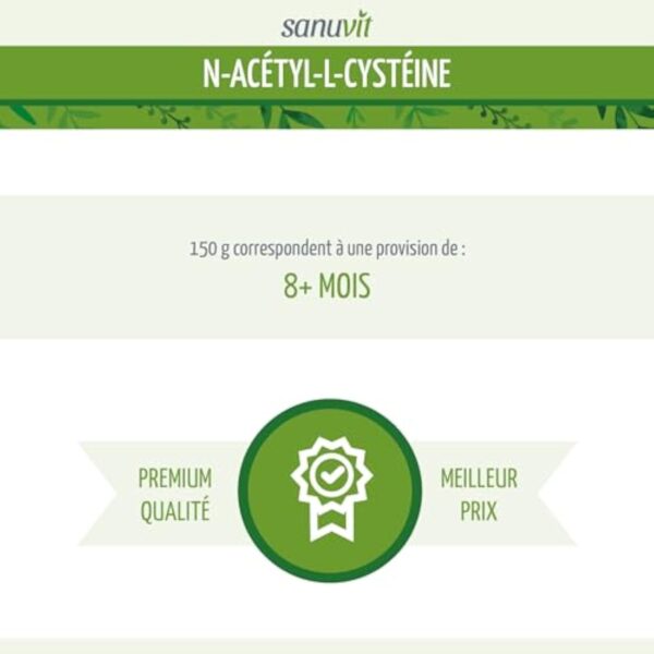 Sanuvit® - NAC poudre | 150 g par sachet | N-acétyl-L-cystéine | Haute biodisponibilité et tolérance | Végétalien – Image 7