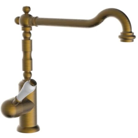 Schläfer 86126510 | Mélangeur Robinet de Cuisine Évier Série Rétro Style Antique Vieux Laiton, Canne Haute Pivotante Universelle, Robinet Vintage Universel en Bronze pour Lavoir, Laverie