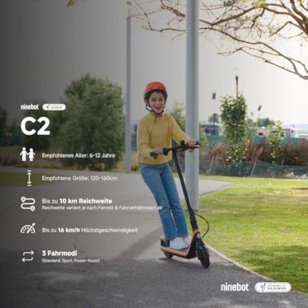 Segway-Ninebot, Trottinette Électrique, Modèle C2 E pour Enfants et Adolescents, 3 Modes de Conduite avec Vitesse Maximale de 16 km/h, Autonomie de 11 km – Image 3