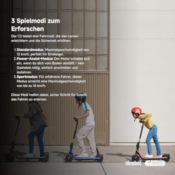 Segway-Ninebot, Trottinette Électrique, Modèle C2 E pour Enfants et Adolescents, 3 Modes de Conduite avec Vitesse Maximale de 16 km/h, Autonomie de 11 km – Image 4