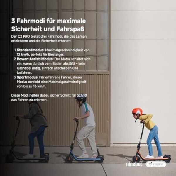 Segway-Ninebot, Trottinette Électrique, Modèle C2 Pro E pour Enfants et Adolescents, 3 Modes de Conduite avec Vitesse Maximale de 16 km/h, Autonomie de 17 km – Image 4