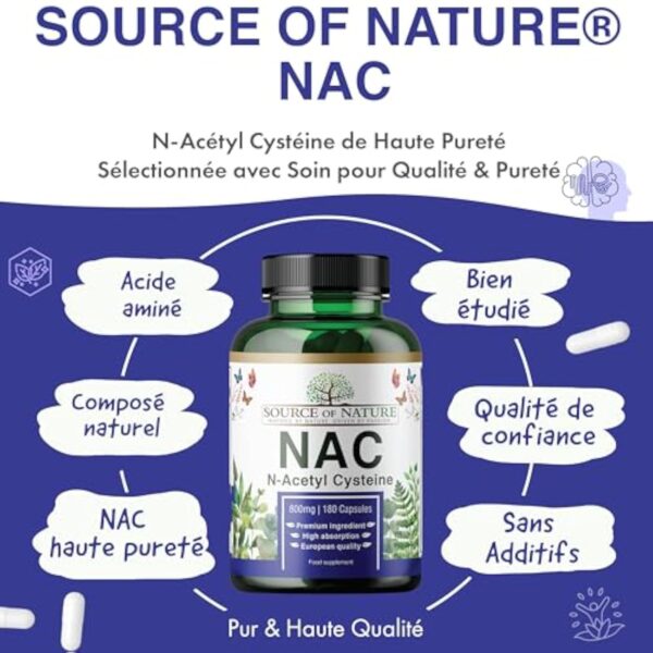 Source of Nature | NAC | 180 Gélules | 800mg | N-Acetyl Cysteine | Végan | Production de l'UE – Image 3