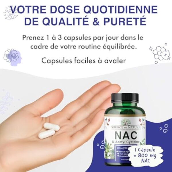 Source of Nature | NAC | 180 Gélules | 800mg | N-Acetyl Cysteine | Végan | Production de l'UE – Image 6