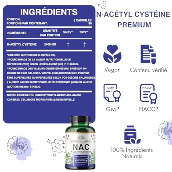 Source of Nature | NAC | 180 Gélules | 800mg | N-Acetyl Cysteine | Végan | Production de l'UE – Image 9
