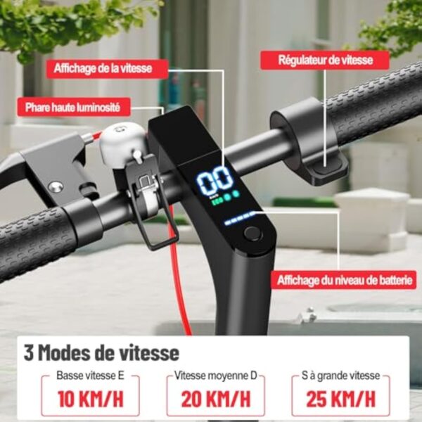 TODIMART T3 Trottinette Electrique Adulte Ultra Legere, Autonomie 30km Trotinette Électrique Pliable Moteur 350W Batterie 36V 7.8Ah, pneus nid d'abeille increvables, Scooter Electrique Adulte – Image 5