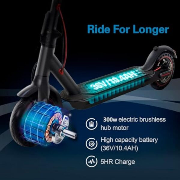 Trotinette Electrique Adulte, Pliable Scooter électrique de 8,5 Pouces en Alliage d'aluminium, Autonomie de 30 km, Batterie de 387 Wh, Charge maximale de 120 kg – Image 4