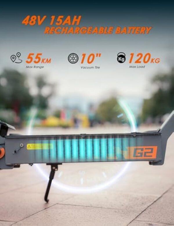 Trottinette Électrique Adulte Kukirin G2, Moteur 800W Batterie 48V 15Ah & Autonomie jusqu'à 55 km, Trottinette Pliante Portable avec Écran Tactile LCD HD, Trotinette Electrique Adulte Tout Terrain – Image 4