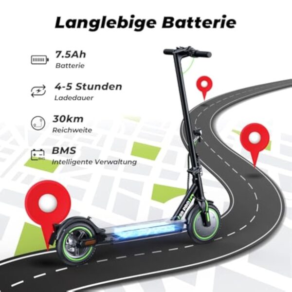 Trottinette électrique ABE avec Homologation routière, 11, 10, 8,5", 30 km, 40 km, portée Max. 80 km, capacité de Charge jusqu'à 150 kg et Double Amortissement des Chocs, Trottinette électrique ABE – Image 3