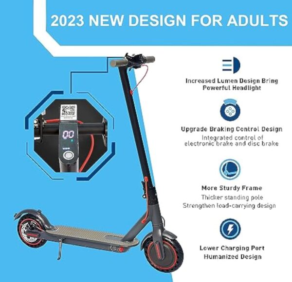 Trottinette électrique de 8,5 pouces avec fonction application, avec support de téléphone portable et antivol - Batterie Li-ion 10,4 Ah - Portée de 25 à 30 km - Charge maximale : 120 kg - Pour adultes – Image 4