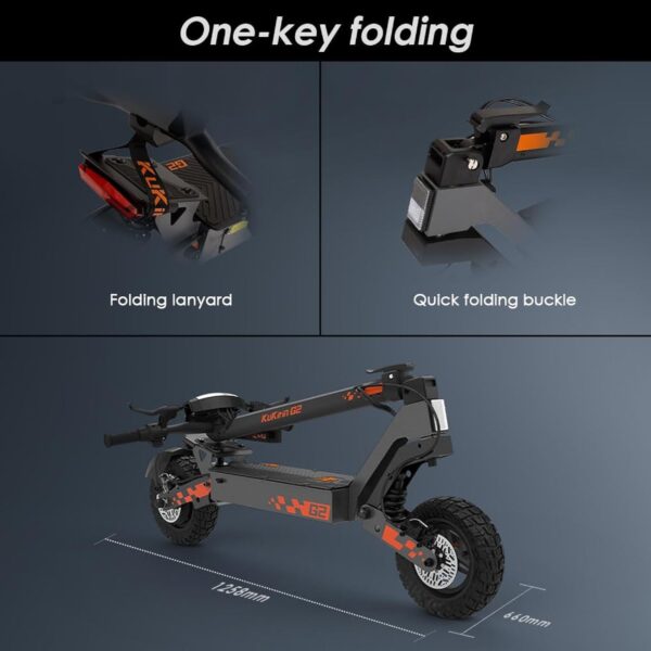 Trottinette électrique Pliable Kukirin G2, Moteur 800 W, Batterie 48 V 15 Ah, pneus 10 Pouces, autonomie 55 km, écran Tactile, Freins à Disque Avant et arrière – Image 6