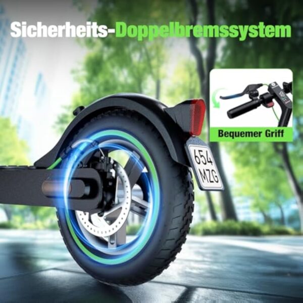 Trottinette électrique ABE avec Homologation routière, 11, 10, 8,5", 30 km, 40 km, portée Max. 80 km, capacité de Charge jusqu'à 150 kg et Double Amortissement des Chocs, Trottinette électrique ABE – Image 7