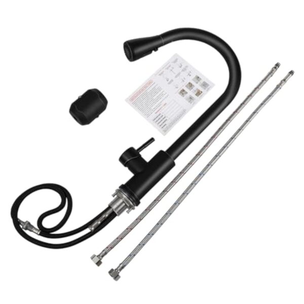 Veemoon Robinets En Alliage Pour Évier De Cuisine Robinet Extractible En Acier Inoxydable 304 Avec Bec Rotatif À 360° Et Commande À Levier Unique – Image 7