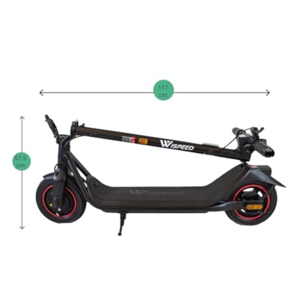 Wispeed - C10-55 Max - Trotinette Électrique pour Adultes - Roues 10" - Autonomie Max 55km - IPX5 - Scooter électrique - Moteur 350 W - Noir – Image 8