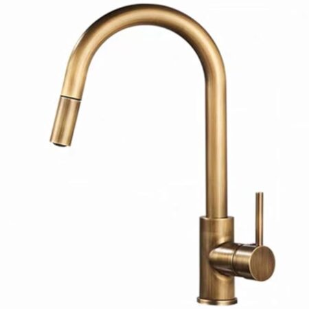 XSDSM Mitigeur Cuisine Douchette Extractible Rétro Robinet Evier avec Douchette Monomode Rotatif à 360° Poignée Unique Chaud et Froid, Bronze