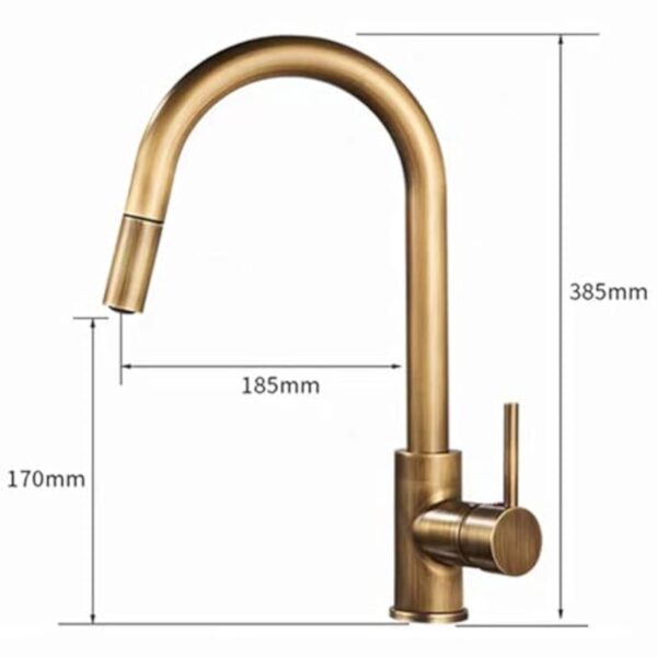 XSDSM Mitigeur Cuisine Douchette Extractible Rétro Robinet Evier avec Douchette Monomode Rotatif à 360° Poignée Unique Chaud et Froid, Bronze – Image 4