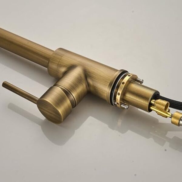XSDSM Mitigeur Cuisine Douchette Extractible Rétro Robinet Evier avec Douchette Monomode Rotatif à 360° Poignée Unique Chaud et Froid, Bronze – Image 6