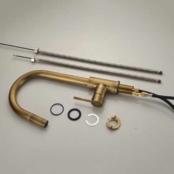 XSDSM Mitigeur Cuisine Douchette Extractible Rétro Robinet Evier avec Douchette Monomode Rotatif à 360° Poignée Unique Chaud et Froid, Bronze – Image 8