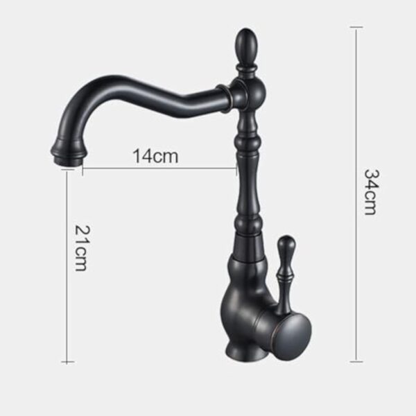 ZYCDP Robinet Evier de Cuisine Retro, Mitigeur Cuisine Vintage Laiton Rotatif à 360° Mitigeur Cuisine Chaud et Froid à Poignée Unique Noir Antique – Image 5