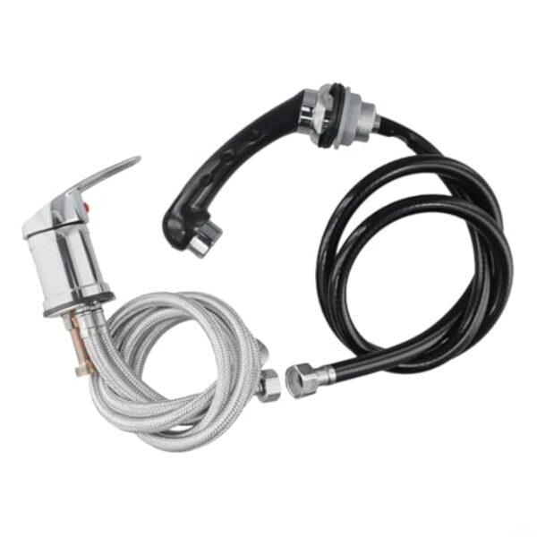 Zeroupshop Ensemble de robinet mitigeur avec tuyau de 80 cm pour chaise de coiffeur, station de shampooing, douchette à main extractible, 3 raccords