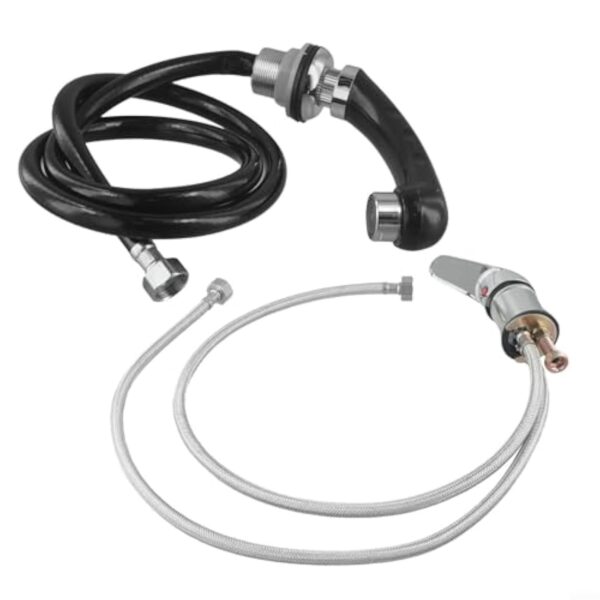Zeroupshop Ensemble de robinet mitigeur avec tuyau de 80 cm pour chaise de coiffeur, station de shampooing, douchette à main extractible, 3 raccords – Image 3