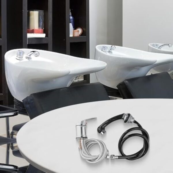 Zeroupshop Ensemble de robinet mitigeur avec tuyau de 80 cm pour chaise de coiffeur, station de shampooing, douchette à main extractible, 3 raccords – Image 4