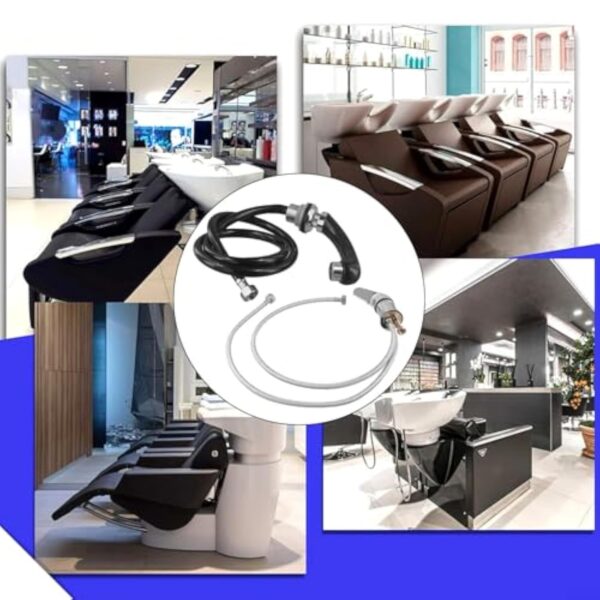 Zeroupshop Ensemble de robinet mitigeur avec tuyau de 80 cm pour chaise de coiffeur, station de shampooing, douchette à main extractible, 3 raccords – Image 5