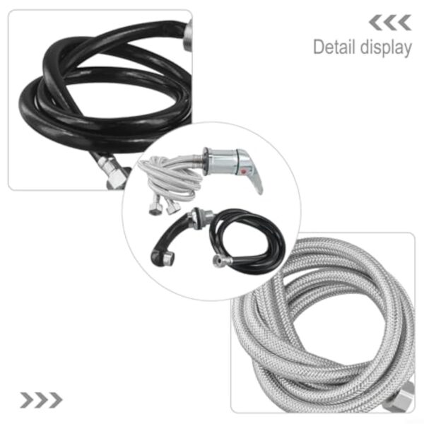 Zeroupshop Ensemble de robinet mitigeur avec tuyau de 80 cm pour chaise de coiffeur, station de shampooing, douchette à main extractible, 3 raccords – Image 7