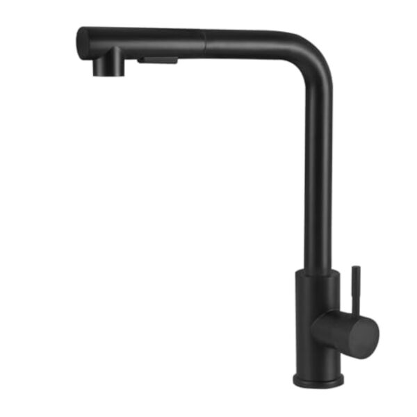 Zhufas Robinet Cuisine, Mitigeur Cuisine, Robinet de Cuisine avec Douche Extractible, Robinet Cuisine Noir en Acier Inoxydable, Robinet Cuisine avec Douche, Deux Types de Jets D'eau, Pivotant à 360°