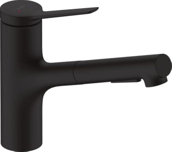 hansgrohe Zesis M33 Mitigeur de cuisine 150 avec douchette extractible 2 jets, sBox, noir mat, 74803670