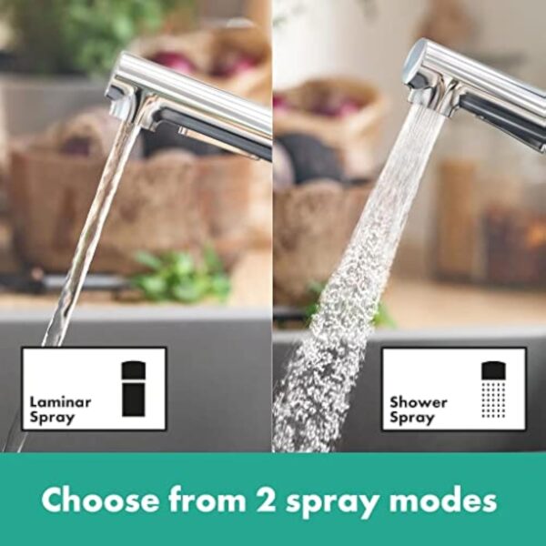 hansgrohe Zesis M33 Mitigeur de cuisine 150 avec douchette extractible 2 jets, EcoSmart, chromé, 74810000 – Image 5