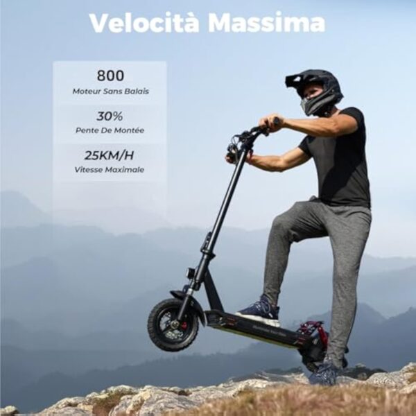 iScooter 10" Trottinette Electrique Adulte avec Serrures Électroniques, Moteur de 800, Autonomie de 40-45 km, 6/10/15/25 km/h, Trottinette Électrique avec Application, Pliable, Charge 150 KG, Sac – Image 3