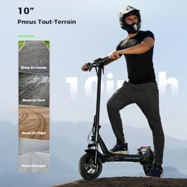 iScooter 10" Trottinette Electrique Adulte avec Serrures Électroniques, Moteur de 800, Autonomie de 40-45 km, 6/10/15/25 km/h, Trottinette Électrique avec Application, Pliable, Charge 150 KG, Sac – Image 5