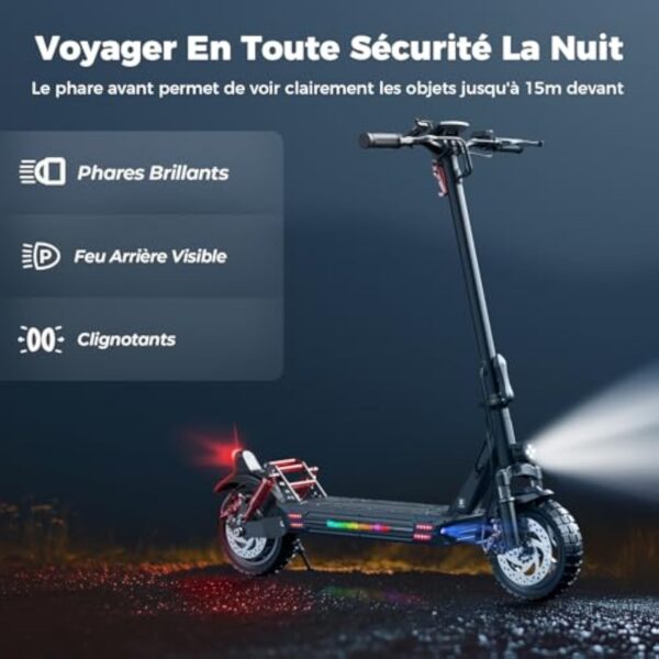 iScooter 10" Trottinette Electrique Adulte avec Serrures Électroniques, Moteur de 800, Autonomie de 40-45 km, 6/10/15/25 km/h, Trottinette Électrique avec Application, Pliable, Charge 150 KG, Sac – Image 8